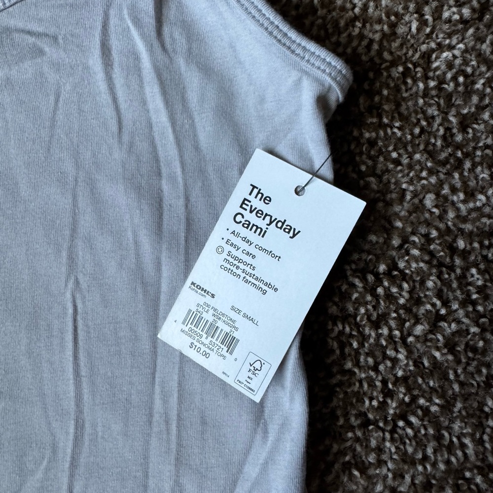 Women's Sonoma Goods For Life Everyday Camisole in Light Gray Small - Picture 3 of 4